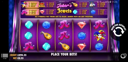 Joker Jewels Desktop Paytable